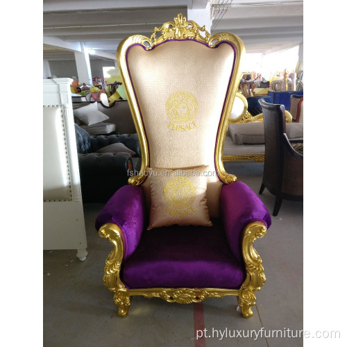 Fornecer cadeira royal king throne, cadeira PU bergere, cadeira de couro roxo para hotel com encosto alto